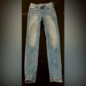 Old Navy Light Blue Ballerina Jeggings with Pink Floral Accents